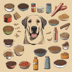 a dog transitioning to a new diet with a mix of old and new foods