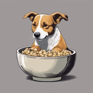 an image of a dog with paws in a bowl of garlic cloves