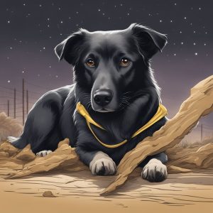 an image of a dog outside on a starry night