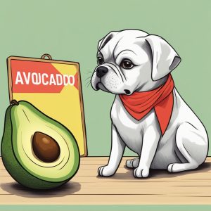 an image of a puppy eyeing a cut avocado