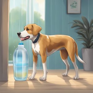 an image of a dog with drinking water