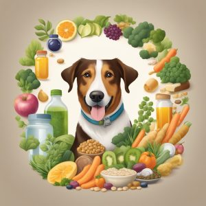 dog with healthy foods