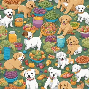 image of several puppies and their diet ingredients